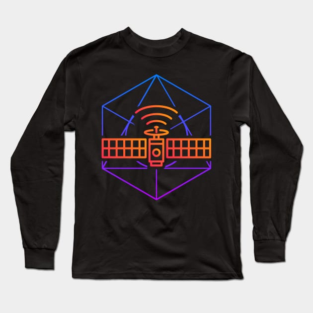 Retro 80s Space Satellite Icon Long Sleeve T-Shirt by MeatMan